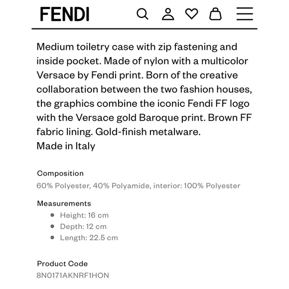 FENDACE “Fendi x Versace” Medium Nylon Toiletry Case or Beauty Pouch - Picture 6 of 6